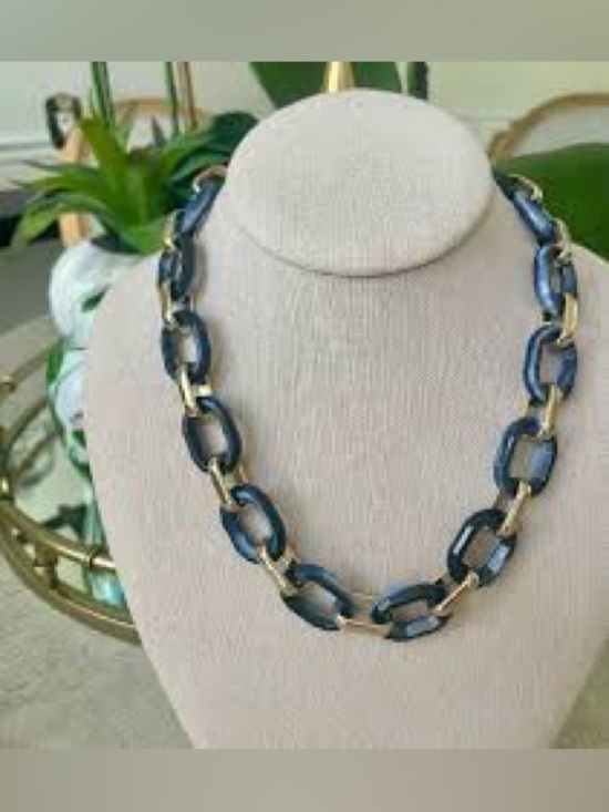 Park Lane Jewelry - Park Lane Roman Chain Link Necklace Navy Gold NWT Statement Adjustable